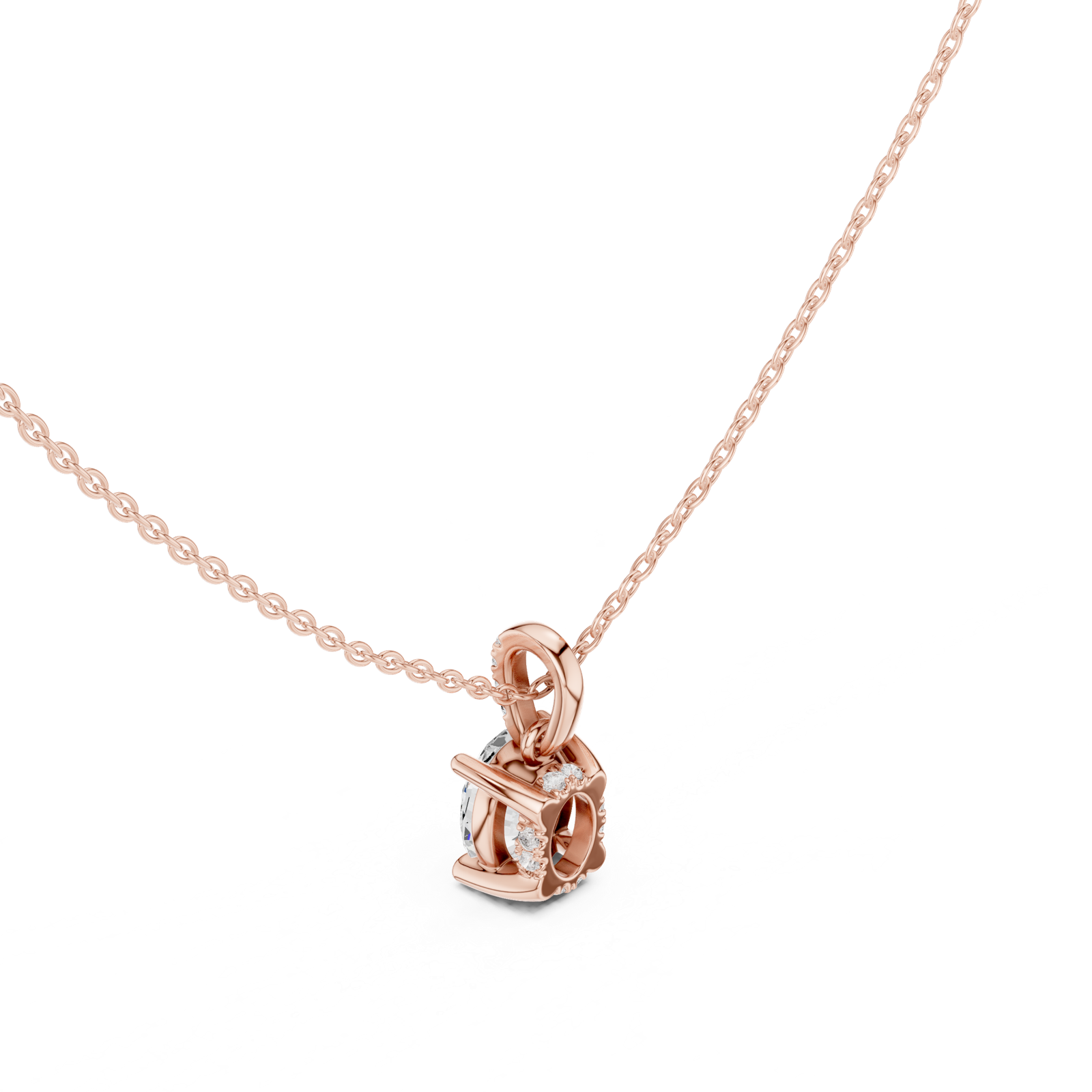 Gold Jewelry DDPO-009, Oval center stone, Rose Gold, view 2