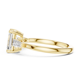 Gold Three-Stone Baguette Engagement Ring, Emerald center stone, Yellow Gold, view 3