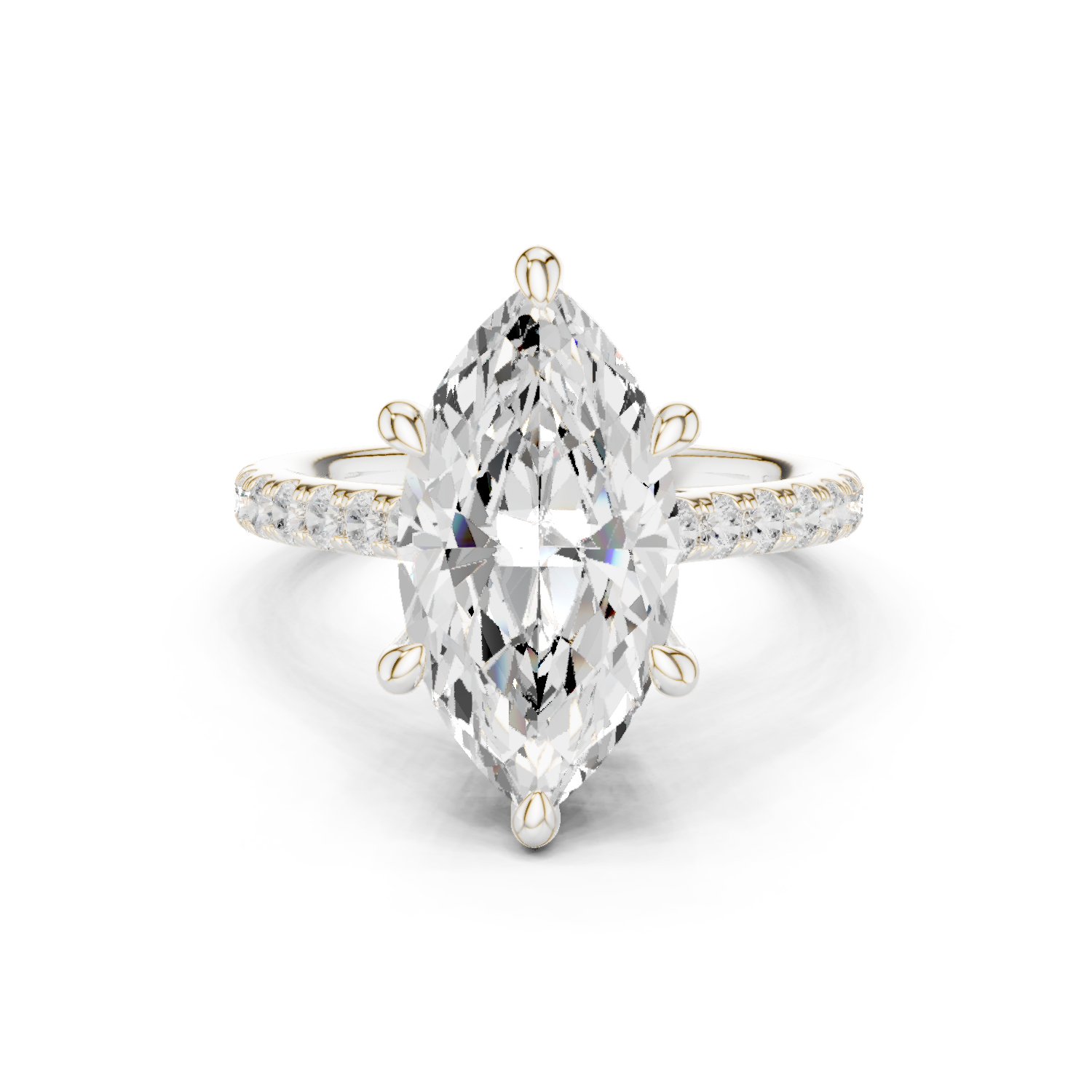 Gold Ring DDLR-250, Marquise center stone, White Gold