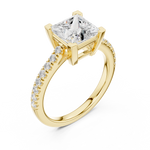 Gold Ring DDLR-039, Princess center stone, Yellow Gold, view 2