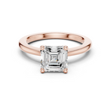 Gold Ring DDLR-032, Asscher center stone, Rose Gold
