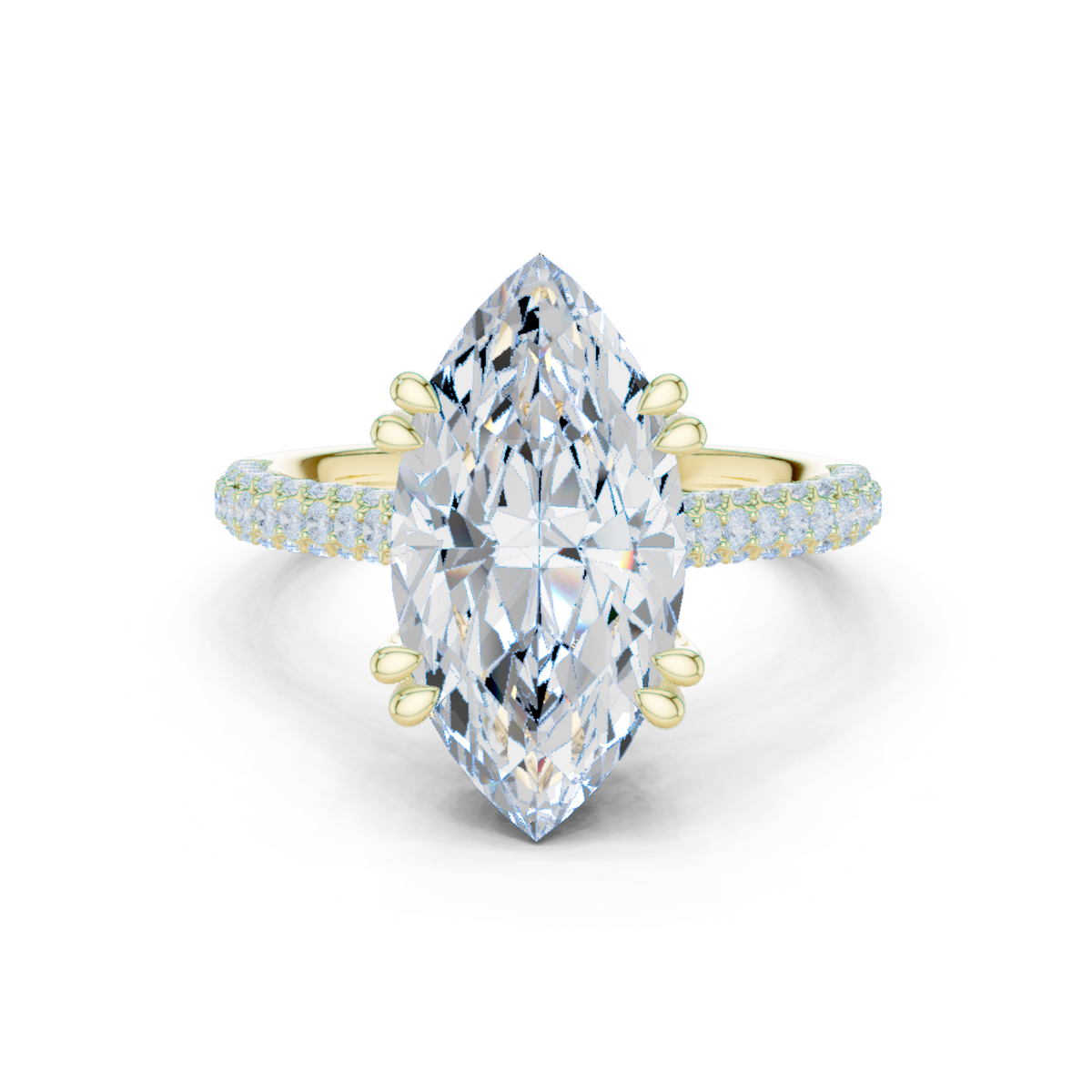 14K Solid Gold Lab Diamond Solitaire Ring, Yellow Gold