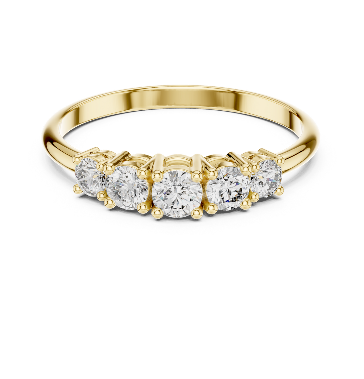 14K Solid Gold Lab Diamond Band Ring, Yellow Gold