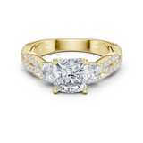 Gold Ring, Cushion center stone, Yellow Gold