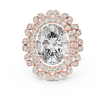 14K Solid Gold Lab Diamond Halo Ring, Rose Gold