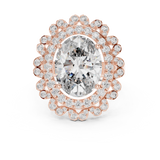 14K Solid Gold Lab Diamond Halo Ring, Rose Gold