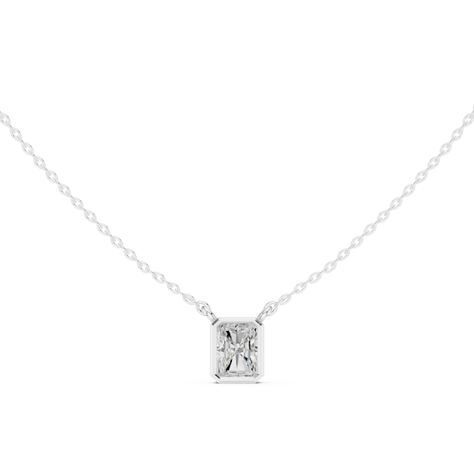 Gold Jewelry DDPS-001, Radiant center stone, White Gold, view 4