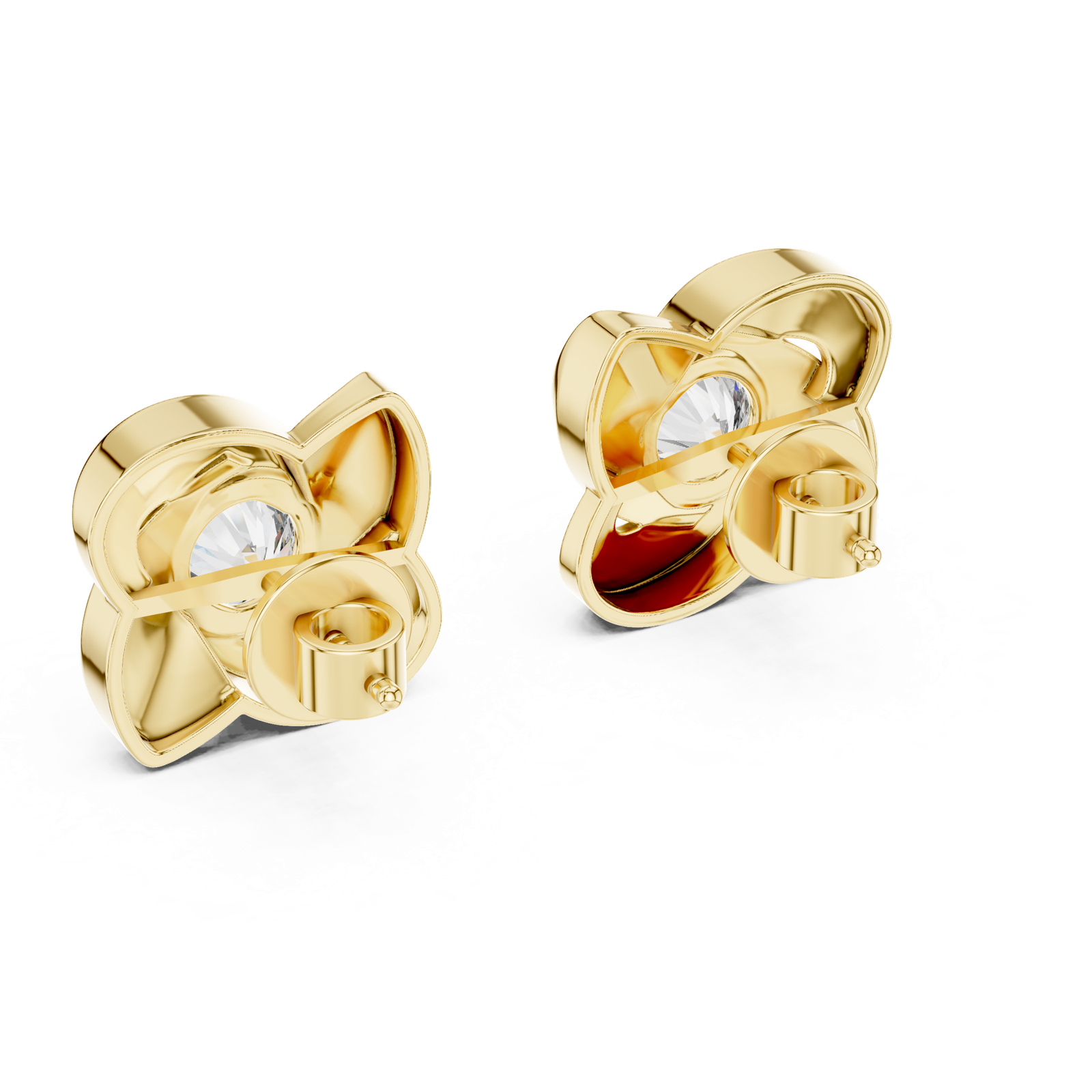 14K Solid Gold Lab Diamond Stud Earrings, Yellow Gold, view 3