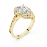 Gold Ring DDLR-349, Pear center stone, Yellow Gold, view 2