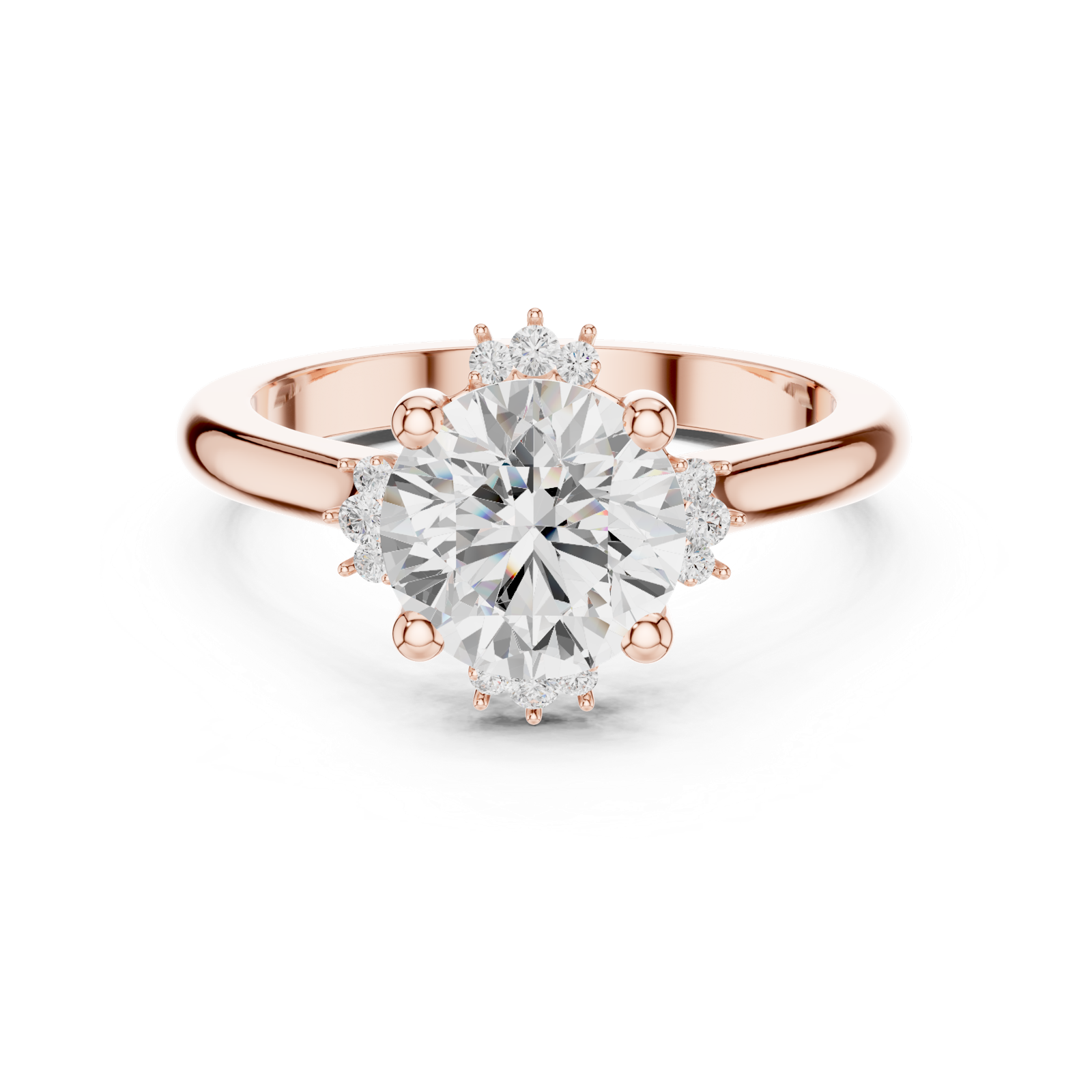 Gold Jewelry L35-123, Round center stone, Rose Gold, view 4