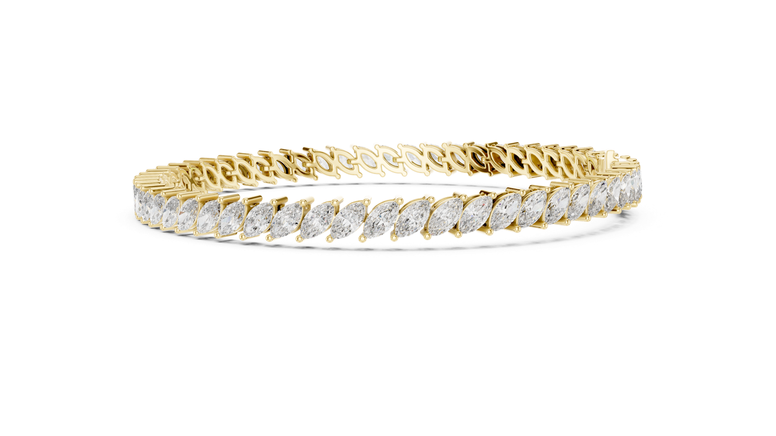 14K Solid Gold Lab Diamond Bracelet, Yellow Gold, view 3