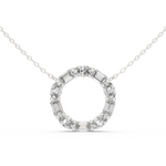 14K Solid Gold Lab Diamond Pendant Necklace, White Gold