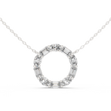 14K Solid Gold Lab Diamond Pendant Necklace, White Gold