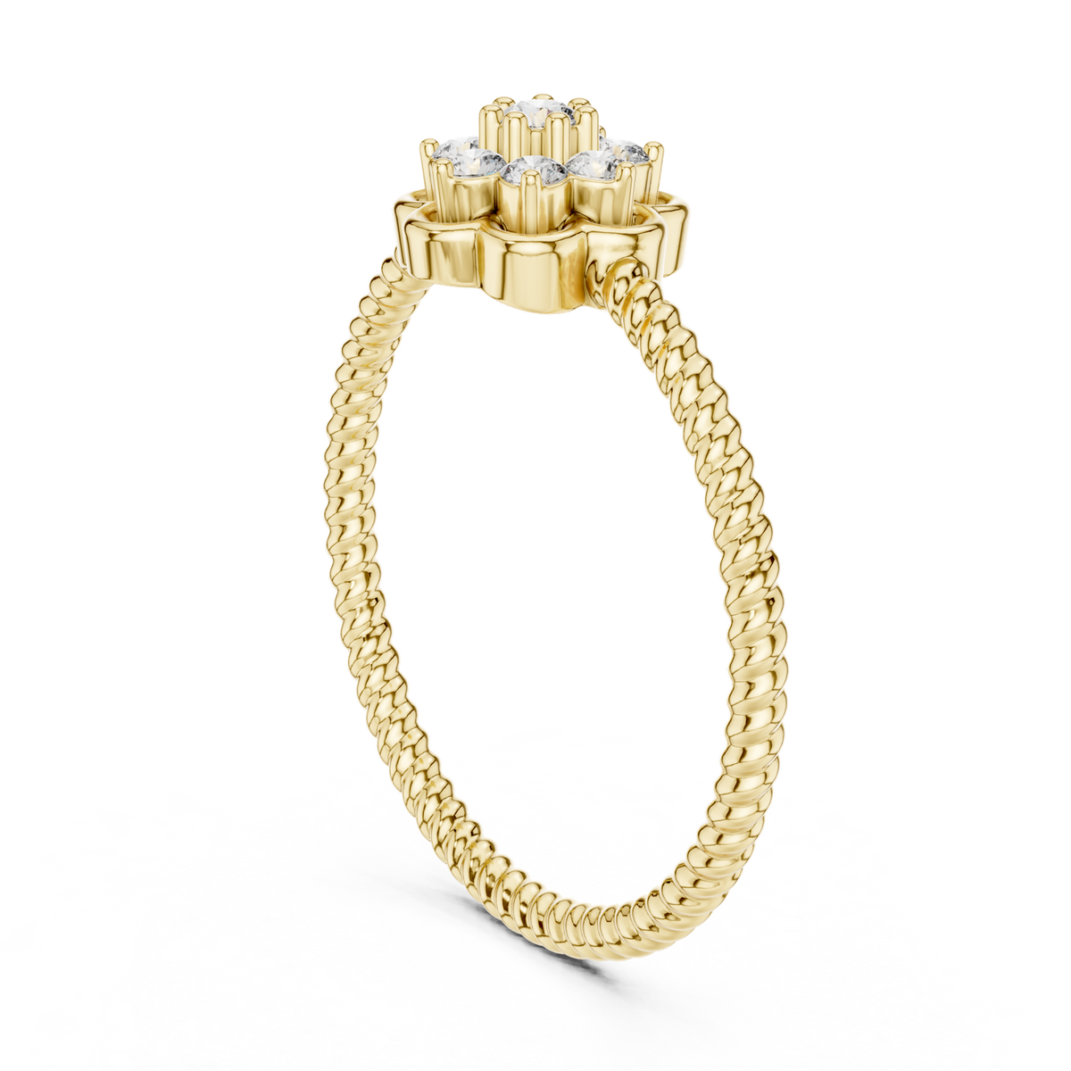 14K Solid Gold Lab Diamond Flower Cluster Ring, Yellow Gold, view 1