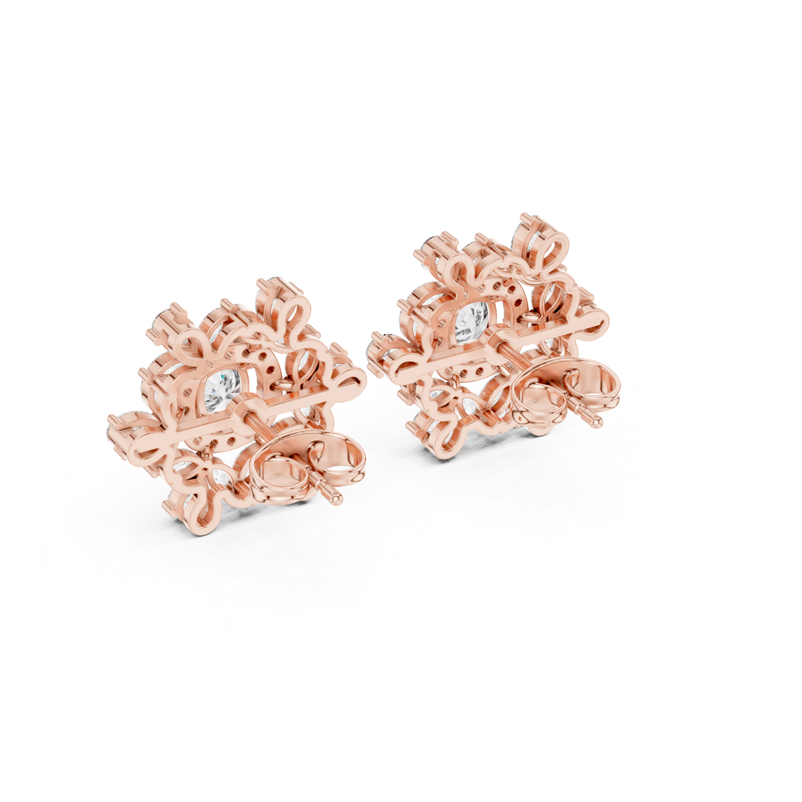 Gold Earrings AGDER-230, Rose Gold, view 3
