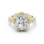 Gold Ring DDLR-442, Radiant center stone, Yellow Gold