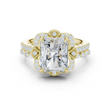Gold Ring DDLR-442, Radiant center stone, Yellow Gold