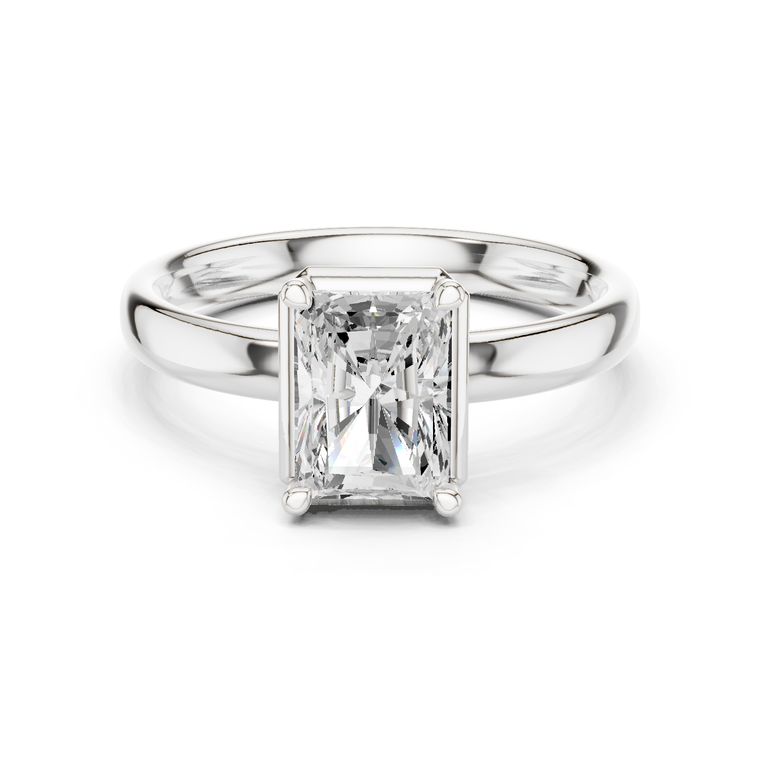 Gold Jewelry L36-10, Radiant center stone, White Gold