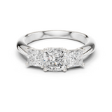 Gold Ring DDLR-044, Cushion center stone, White Gold