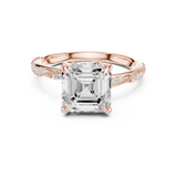Gold Ring DDLR-167, Asscher center stone, Rose Gold, view 4