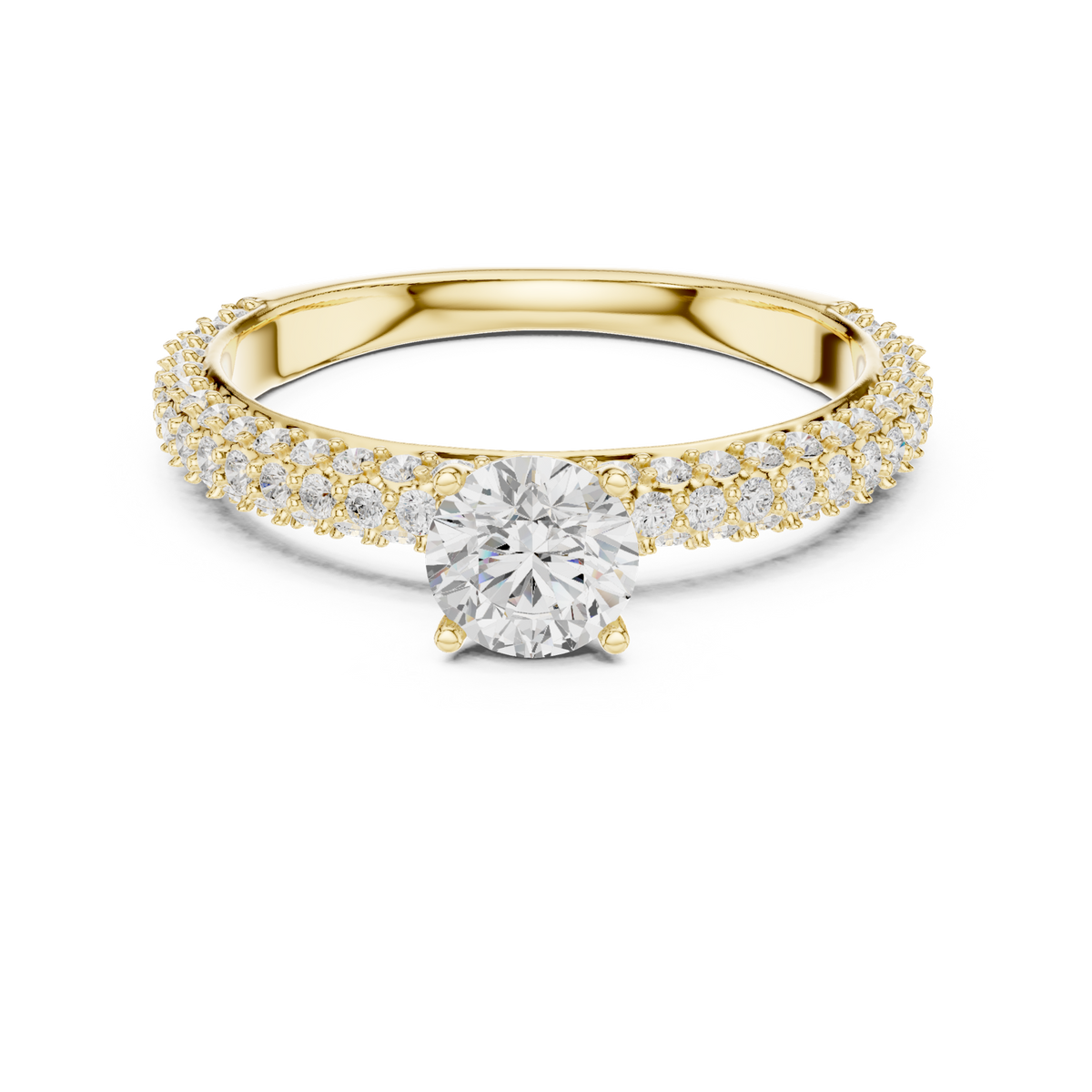 14K Solid Gold Lab Diamond Solitaire Ring, Yellow Gold