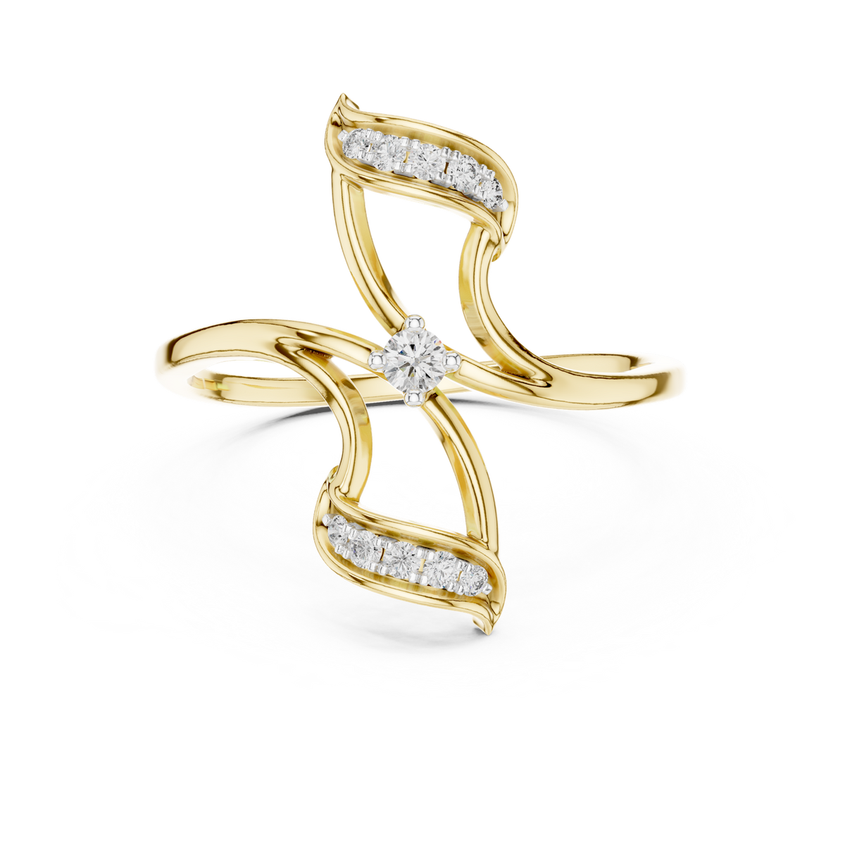 14K Solid Gold Lab Diamond Cluster Ring, Yellow Gold