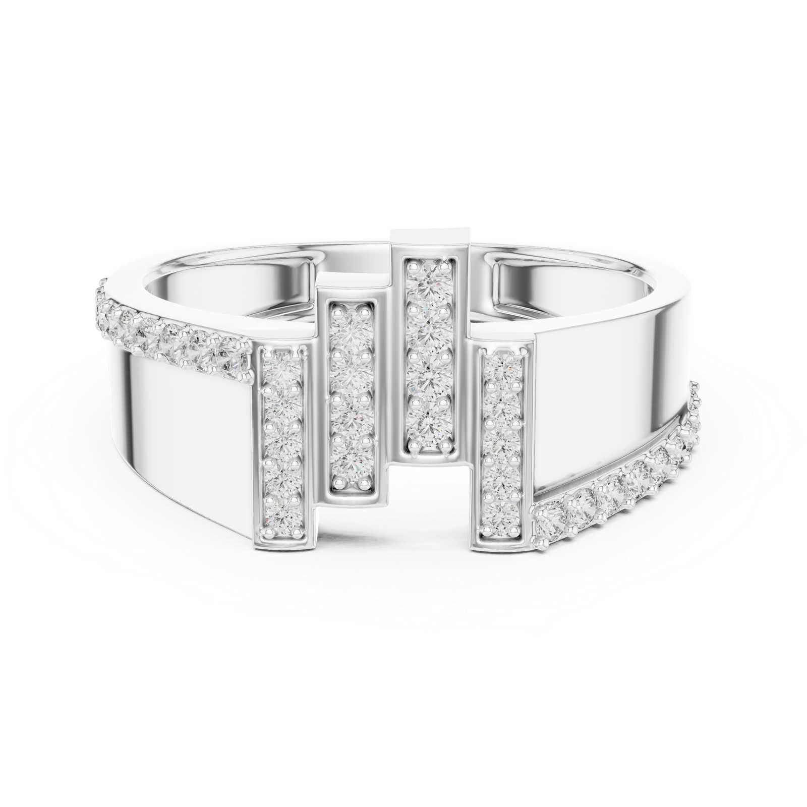 Gold Ring LR-01 (28), White Gold, view 4