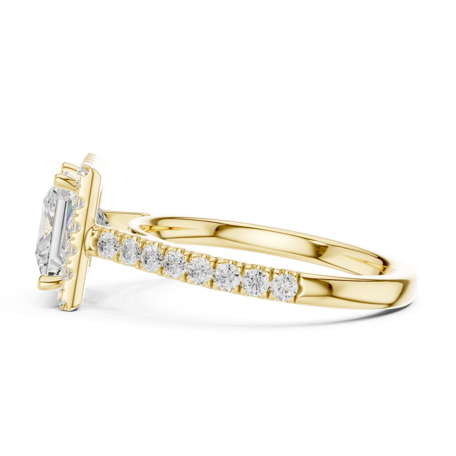 Gold Ring DDLR-118, Princess center stone, Yellow Gold, view 3