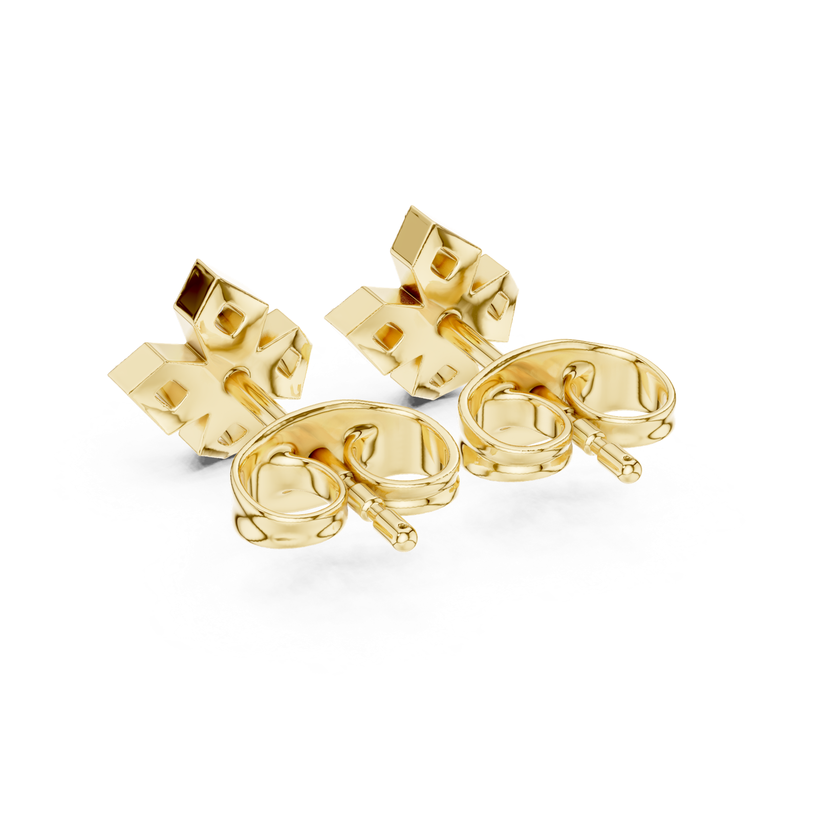 14K Solid Gold Lab Diamond Clover Cluster Earrings, Yellow Gold, view 3