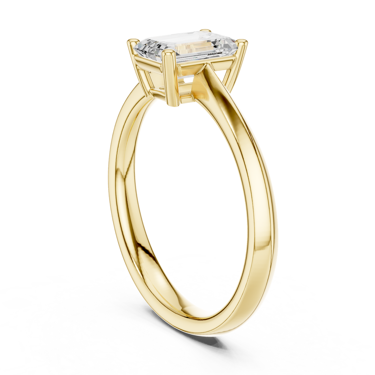 14K Solid Gold Lab Diamond Solitaire Ring, Yellow Gold, view 1