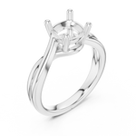 Gold Twisted Band Solitaire Engagement Ring, Cushion center stone, White Gold, view 2