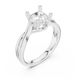 Gold Twisted Band Solitaire Engagement Ring, Cushion center stone, White Gold, view 2