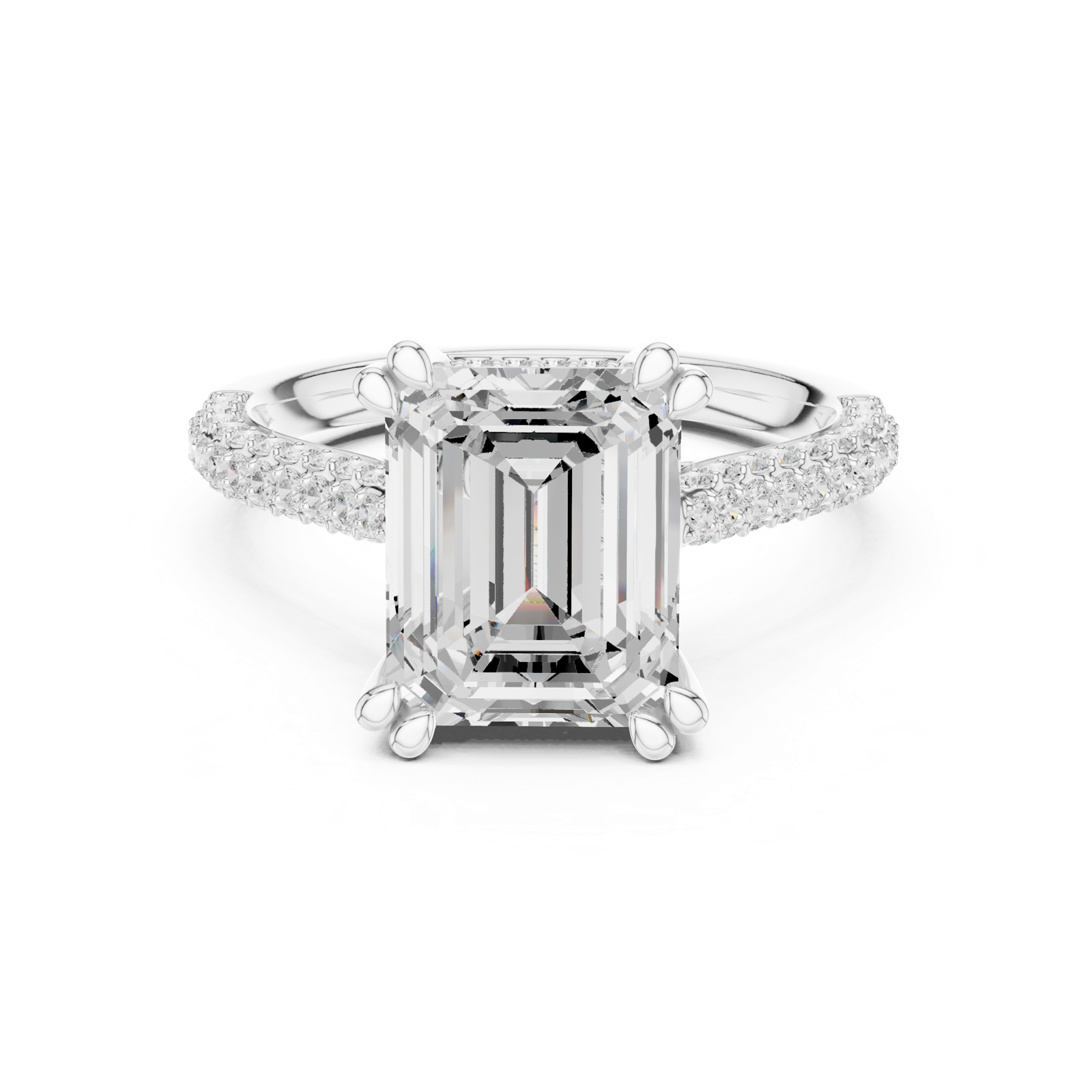 Gold Ring DDLR-260, Emerald center stone, White Gold, view 4