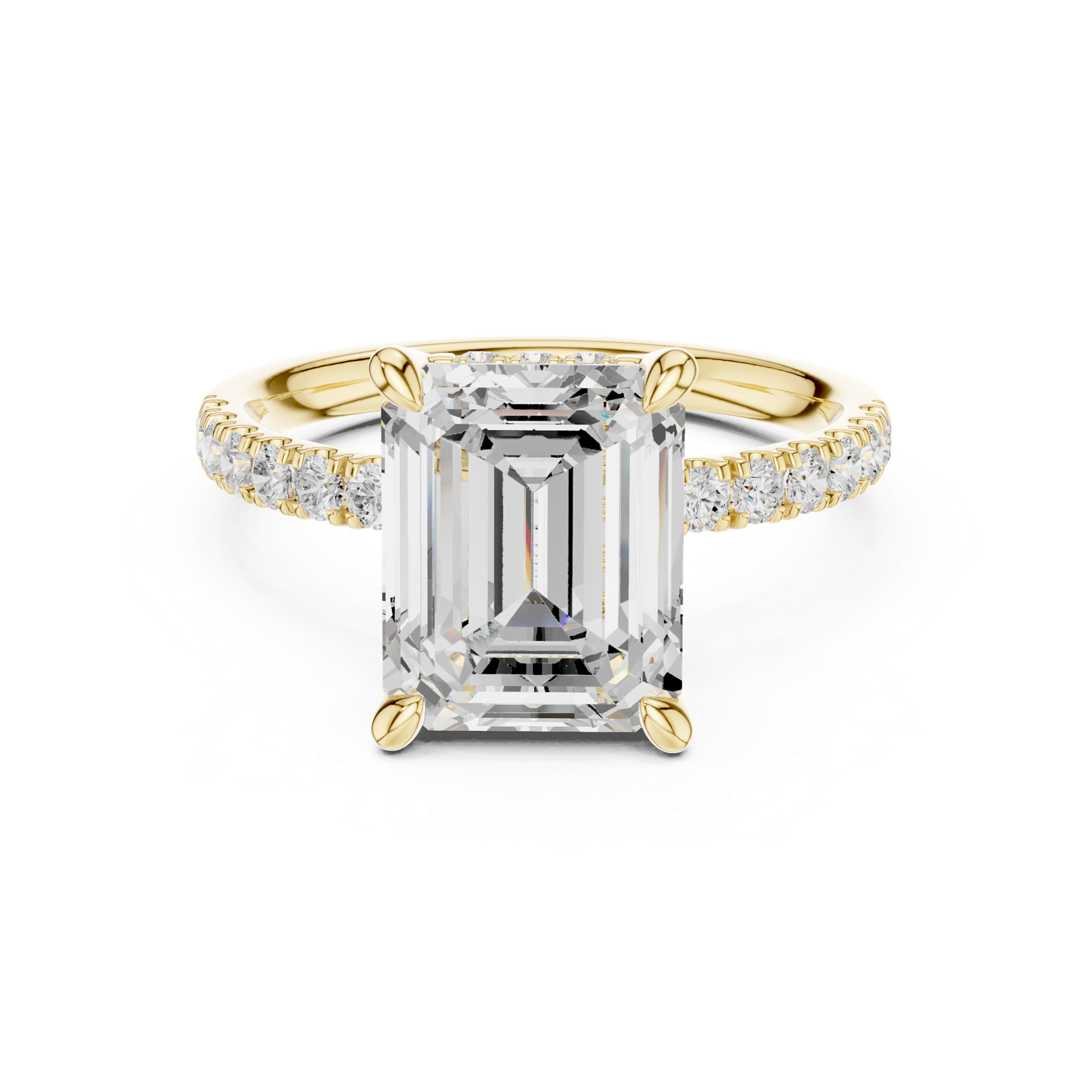 Gold Ring, Emerald center stone, Yellow Gold, view 4