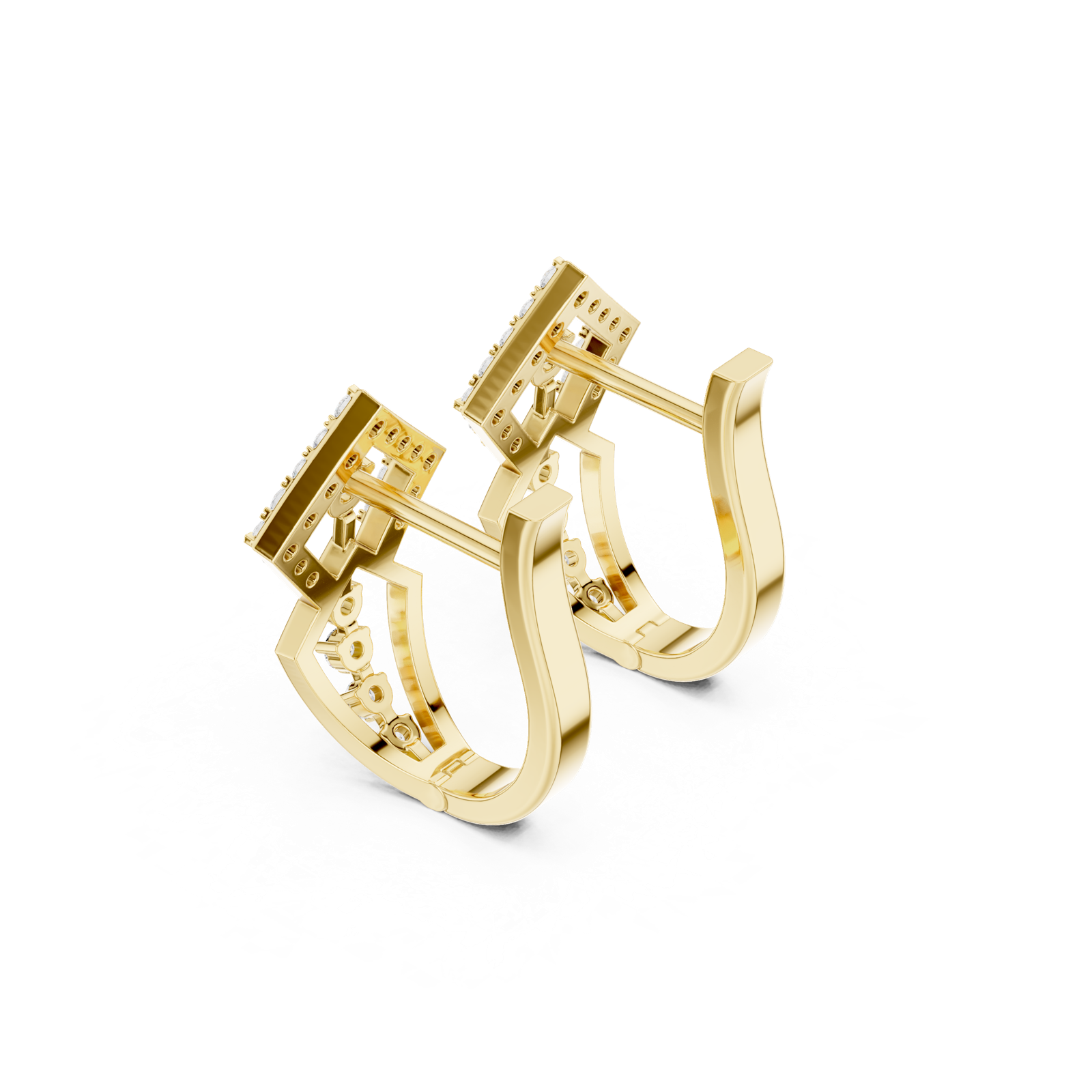 14K Solid Gold Lab Diamond Cluster Earrings, Yellow Gold, view 2