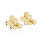 14K Solid Gold Lab Diamond Clover Cluster Earrings, Yellow Gold, view 3