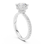 Gold Ring DDLR-165, Round center stone, White Gold, view 1