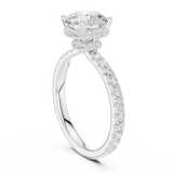 Gold Ring DDLR-165, Round center stone, White Gold, view 1