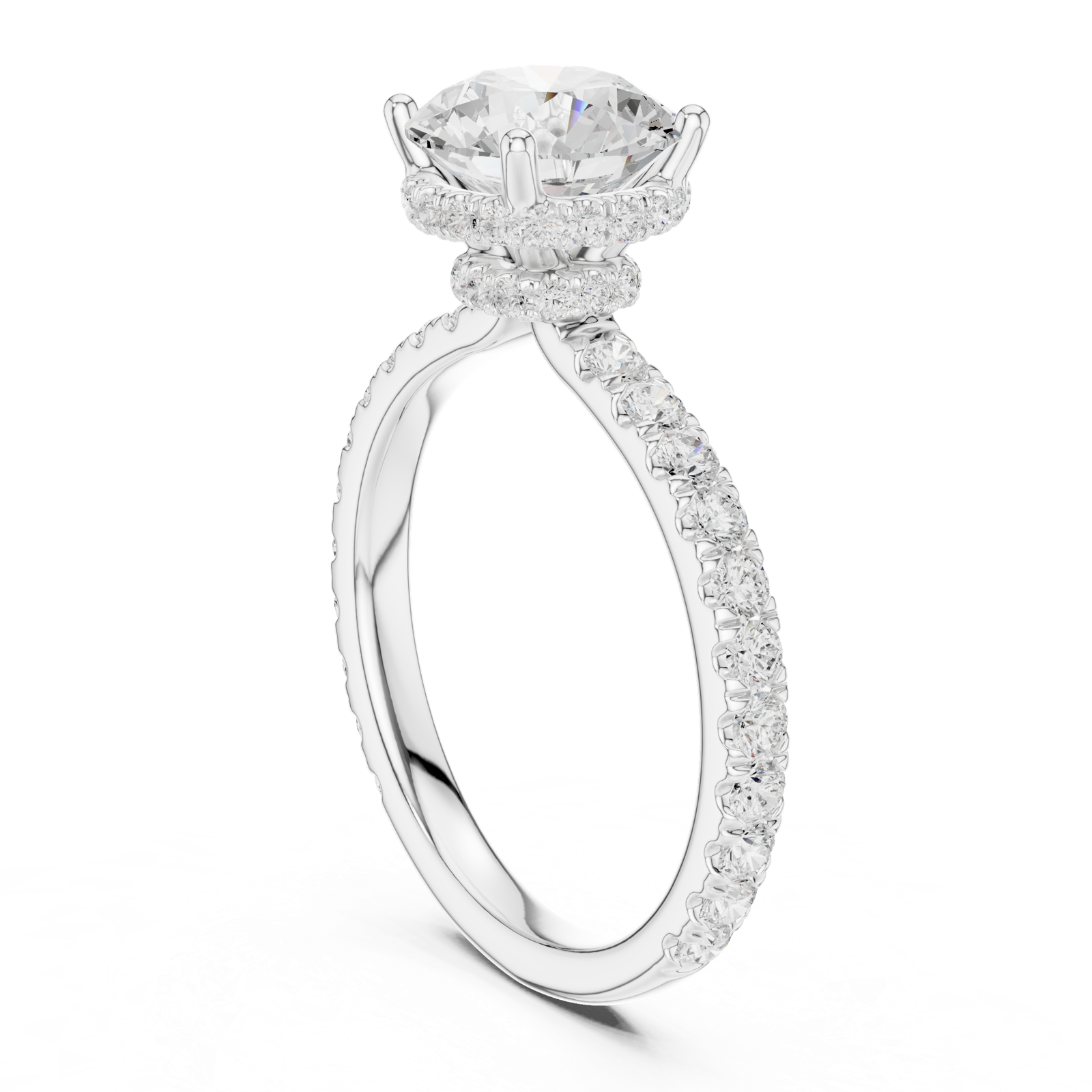 Gold Ring DDLR-165, Round center stone, White Gold, view 1
