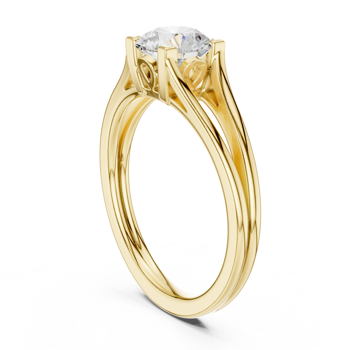 14K Solid Gold Lab Diamond Solitaire Ring, Yellow Gold, view 1