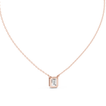 14K Solid Gold Lab Diamond Solitaire Pendant Necklace, Rose Gold, view 4