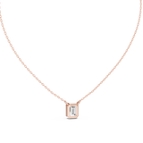 14K Solid Gold Lab Diamond Solitaire Pendant Necklace, Rose Gold, view 4