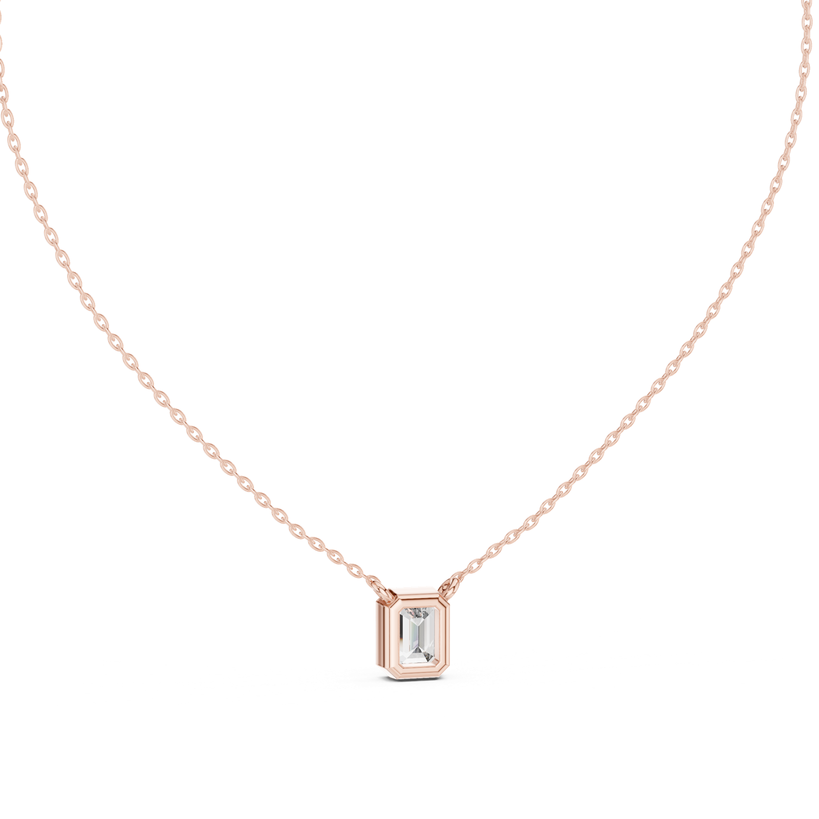 14K Solid Gold Lab Diamond Solitaire Pendant Necklace, Rose Gold, view 4