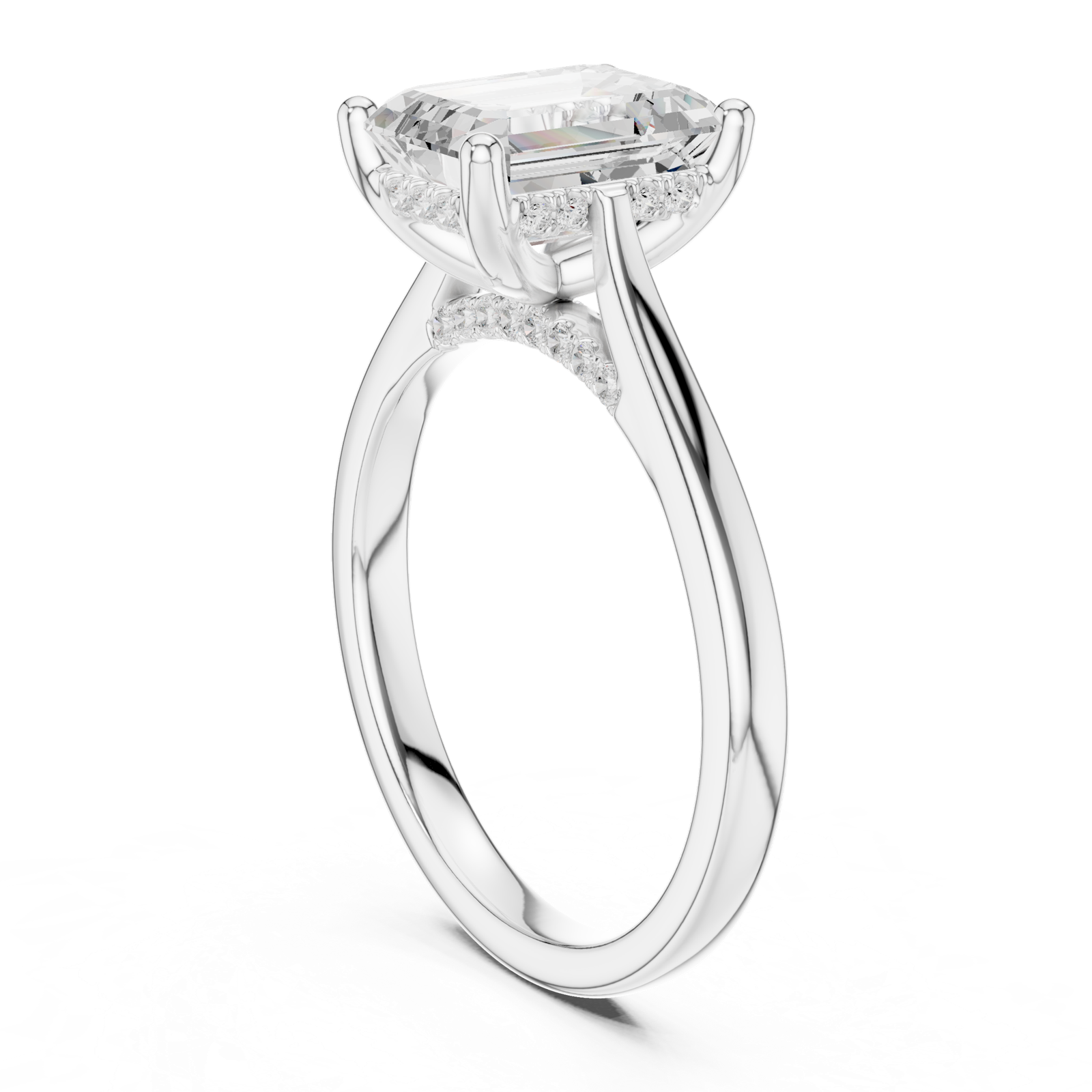 Gold Ring DDLR-163, Emerald center stone, White Gold, view 1