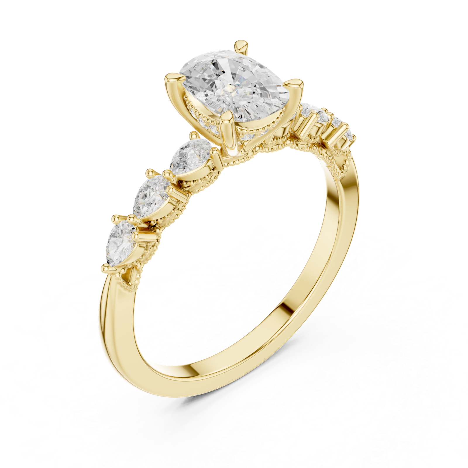 Gold Ring DDLR-907, Yellow Gold, view 2