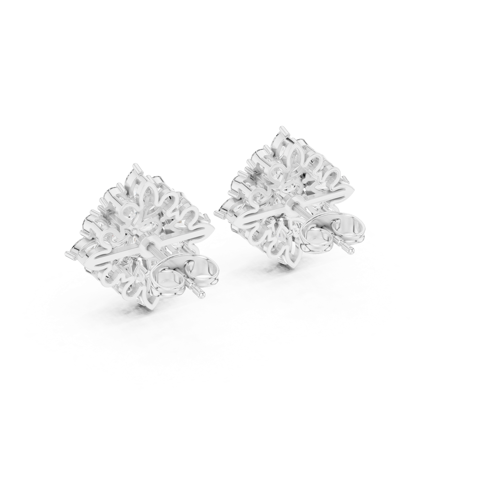 Gold Earrings AGDER-234, White Gold, view 3