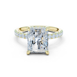 Gold Ring DDLR-259, Radiant center stone, Yellow Gold