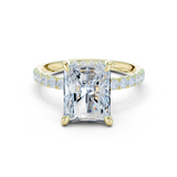 Gold Ring DDLR-259, Radiant center stone, Yellow Gold