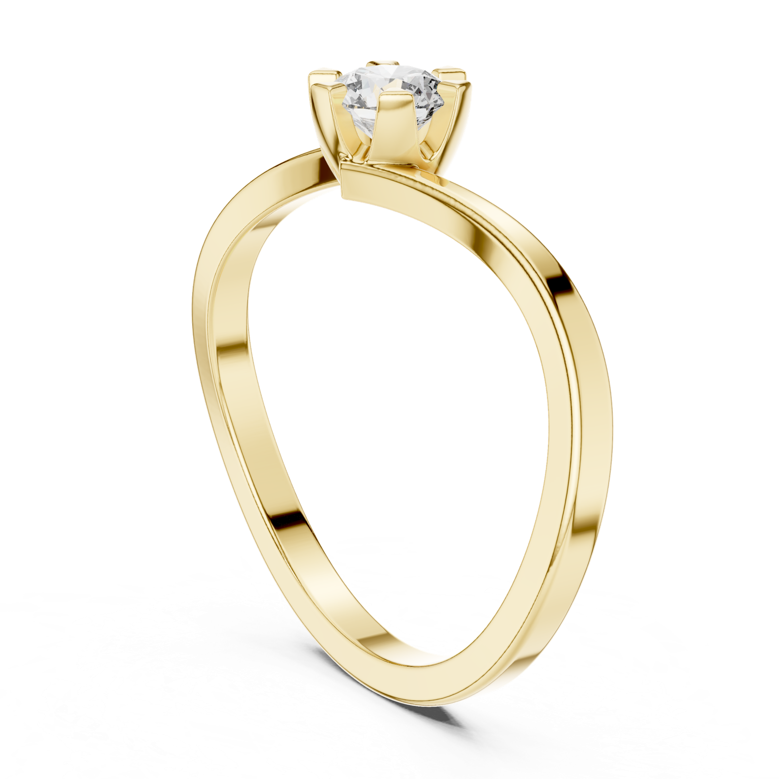 14K Solid Gold Lab Diamond Crossover Ring, Yellow Gold, view 1