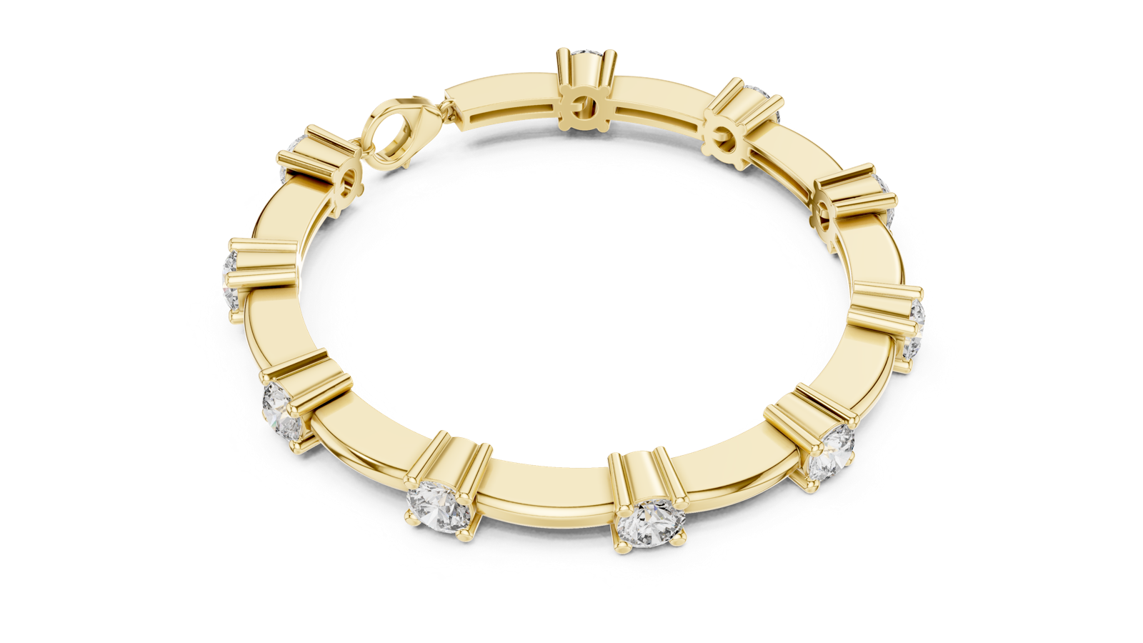 14K Solid Gold Lab Diamond Bracelet, Yellow Gold, view 2